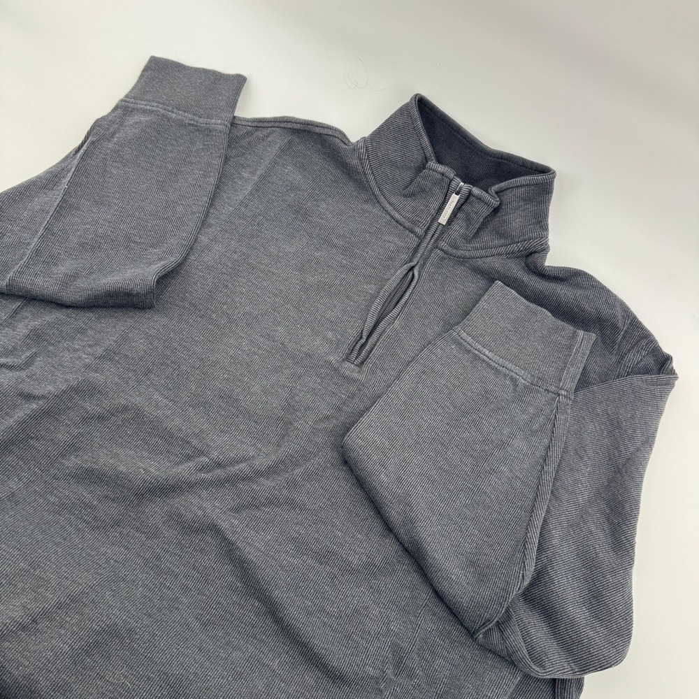 Van Heusen Mens Gray Quarter Zip Pullover Sweater Size Large‎ Ribbed Golf casual